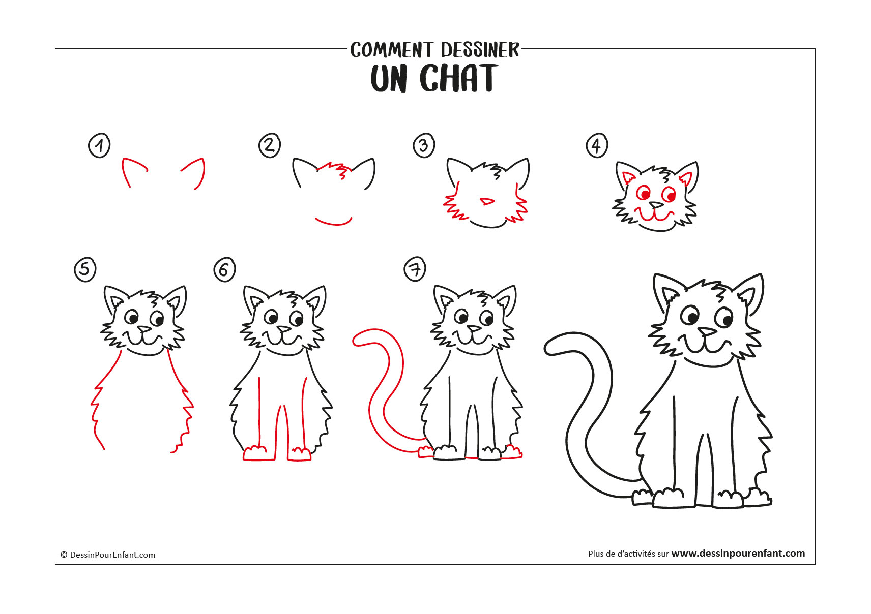 Comment dessiner un CHAT Dessin Pour Enfant